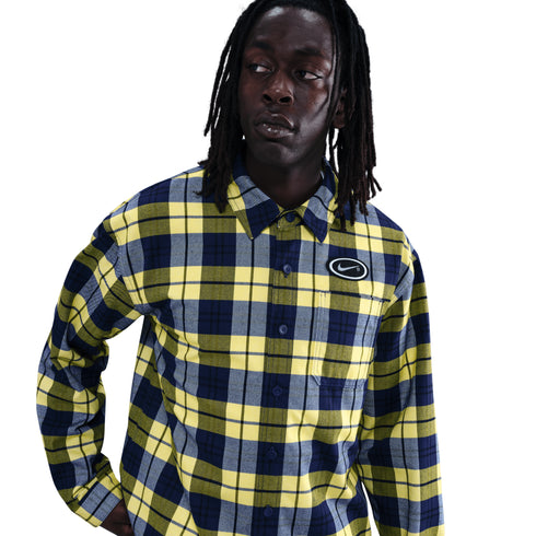 Nike Sb Flannel Koston Ls Shirt Chemise - Midnight Navy / Yellow - Streetart.fr